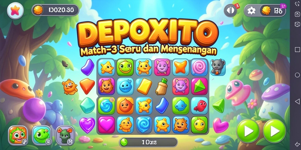 Tampilan gameplay seru DEPOXITO yang penuh warna.