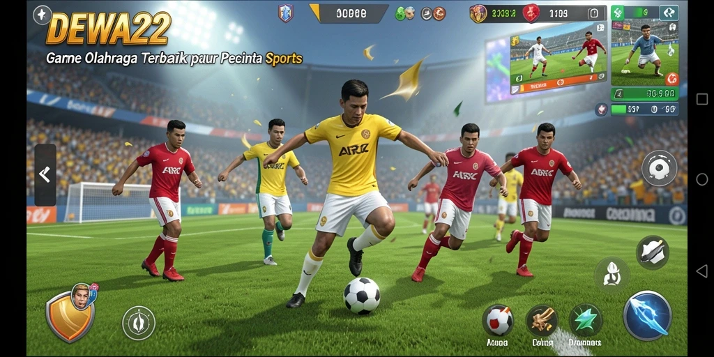 Screenshot DEWA22 menampilkan aksi seru permainan olahraga.