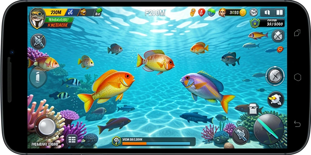 Tampilan gameplay seru dalam permainan Tembak Ikan F200M.