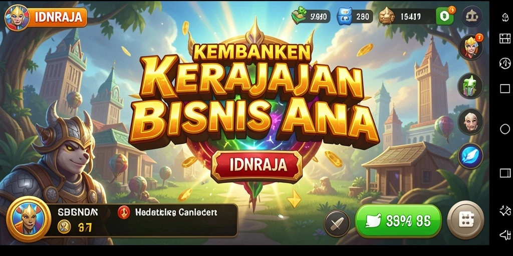 Gameplay menarik IDNRAJA yang menampilkan pembangunan bisnis Tycoon.