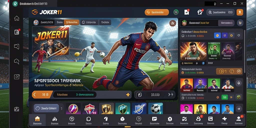 Screenshot utama JOKER11 menampilkan antarmuka taruhan olahraga yang menarik.