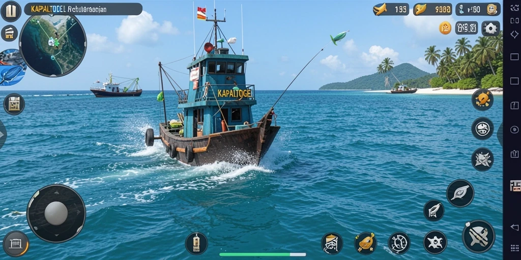 Tampilan gameplay yang mendebarkan dalam KAPALTOGEL saat menangkap ikan.