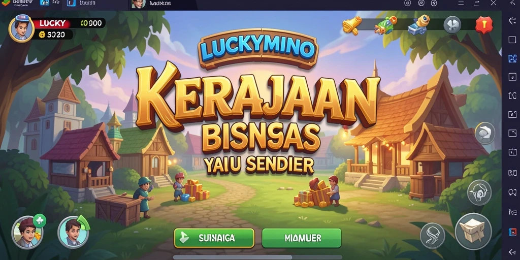 Tampilan gameplay menarik dari LUCKYMINO dengan berbagai usaha yang dikelola.
