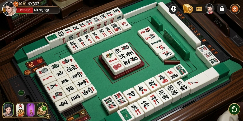 Tampilan gameplay NX303 yang menawan dengan desain Mahjong yang menarik.