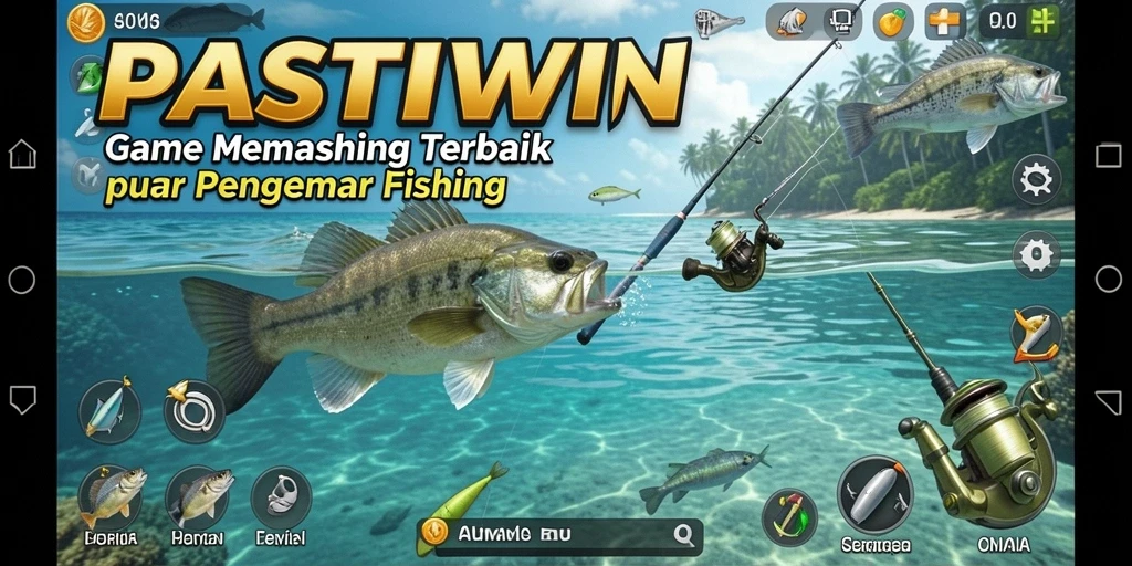 Screenshot gameplay PASTIWIN menampilkan keseruan saat memancing di laut.