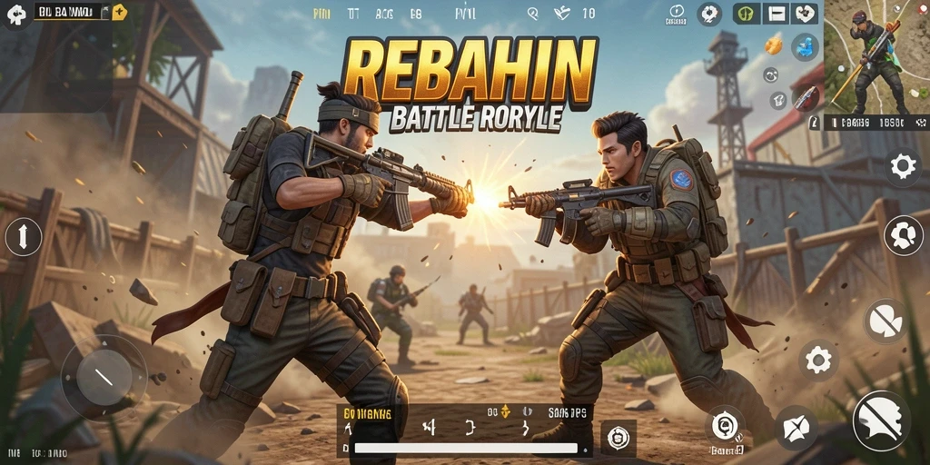 Tampilan gameplay seru di REBAHIN dengan aksi Battle Royale.