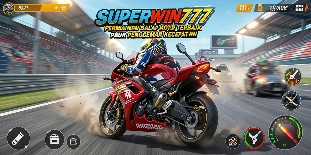 Tampilan gameplay <strong>SUPERWIN777</strong> yang seru dan mendebarkan selama balapan motor.
