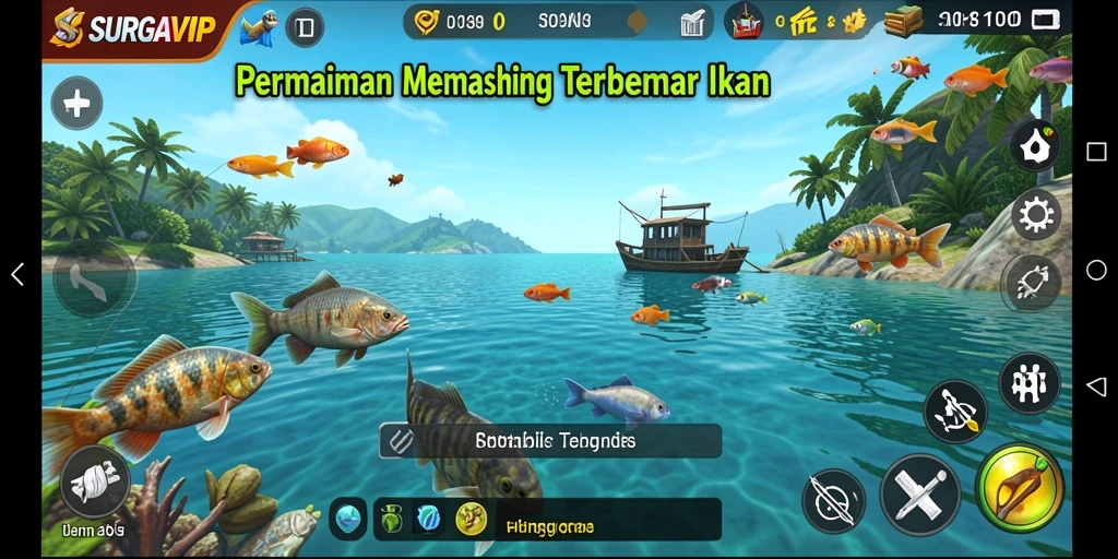Tampilan menakjubkan gameplay SURGAVIP dengan ikan yang beragam.