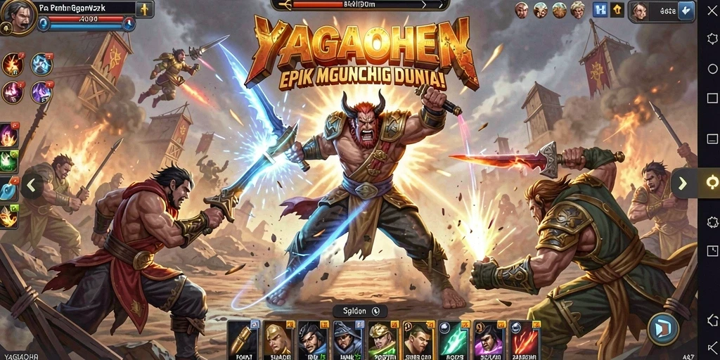 Tangkapan layar YAGAOHEN menampilkan aksi pertarungan yang mendebarkan.